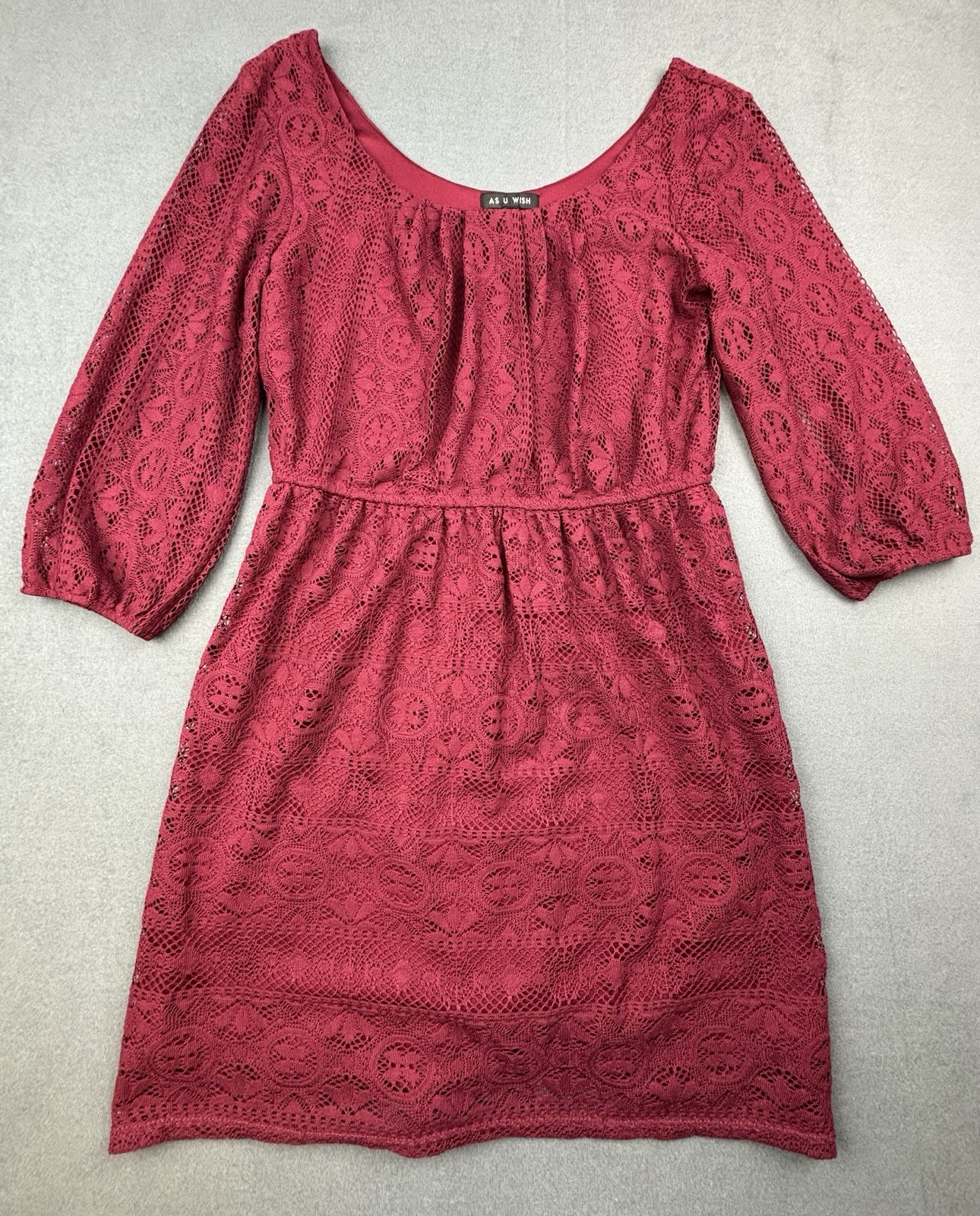 As U Wish Womens Lace Maroon Red Dress Size Medium