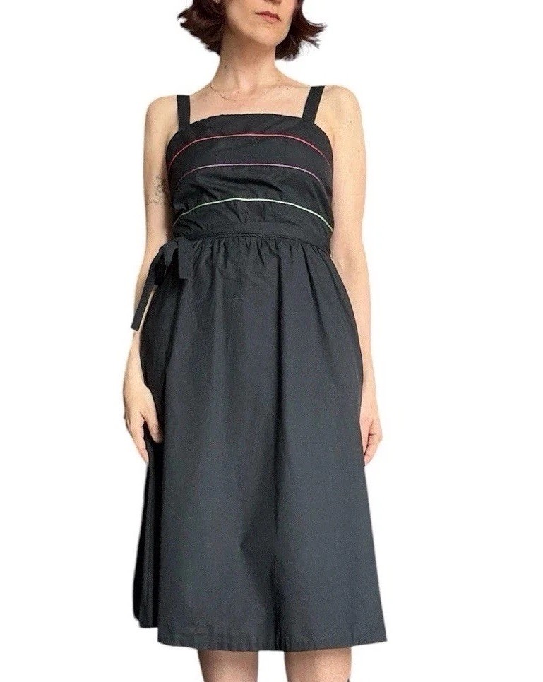 True Vintage 70s/80s Midi Sundress with Neon Piping – Union Made in Canada 🇨🇦