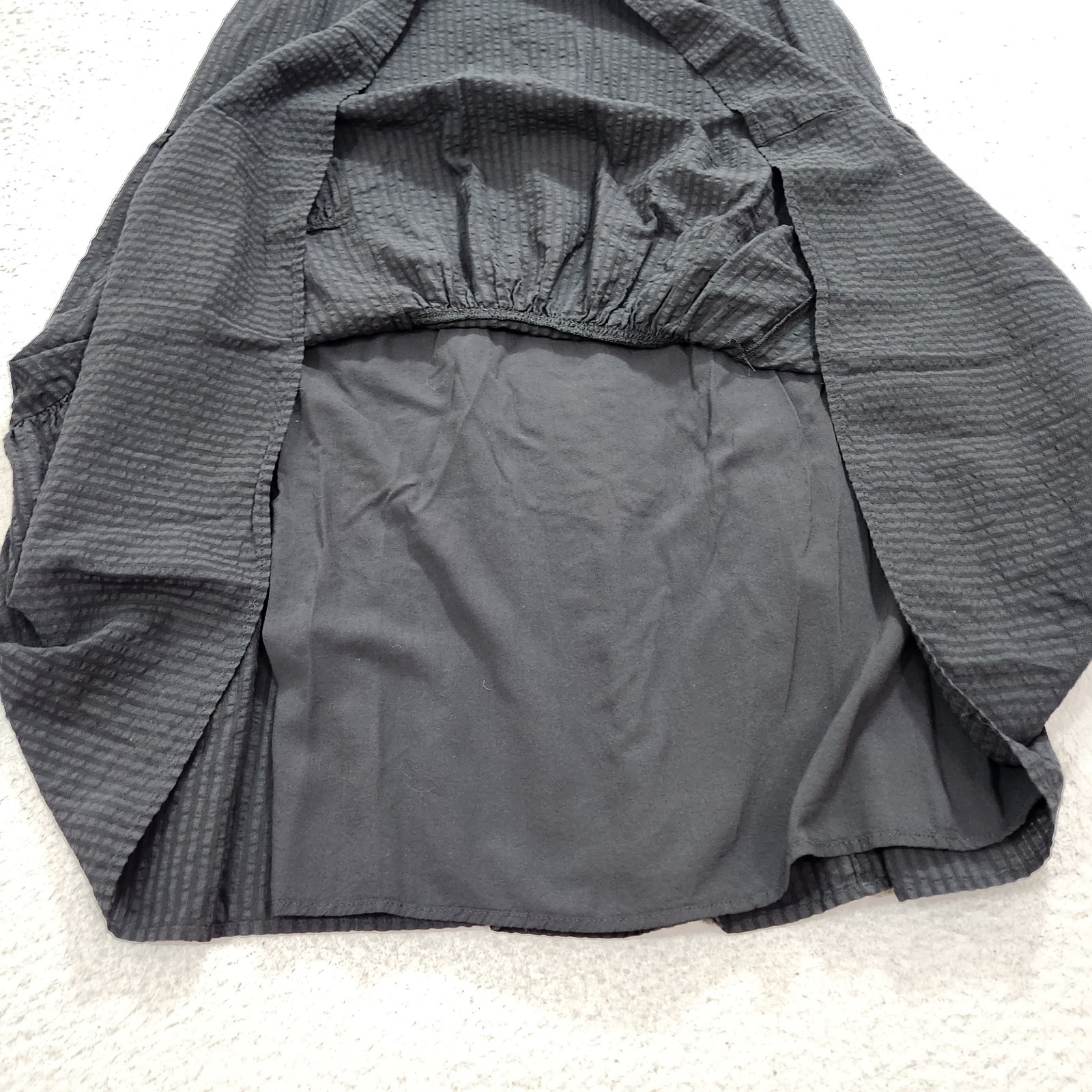 Jenni Kayne Dress Womens Extra Small Black Seersucker Sundress Lightweight Lined