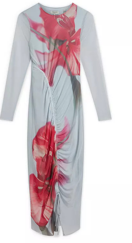 Ted Baker Boxnine Mesh Gathered Pale Blue Midi Dress – size 6 / 2 UK – msrp $295