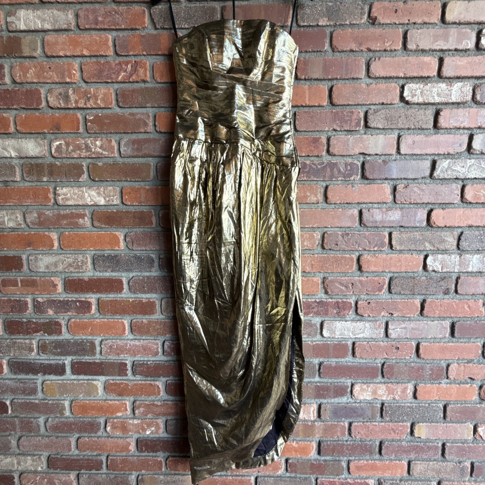 A.J. Bari Vintage Gold Prom Dress Sz 4 Well Made In Korea W Liner Slip Vintage