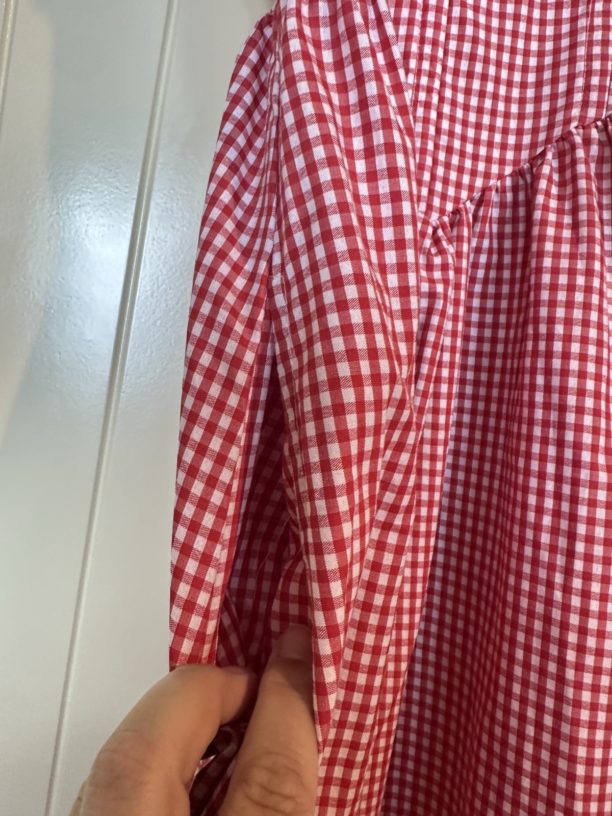 Sim & Sam Red check Gingham bisque waist maxi dress XS Western Cowgirl Country