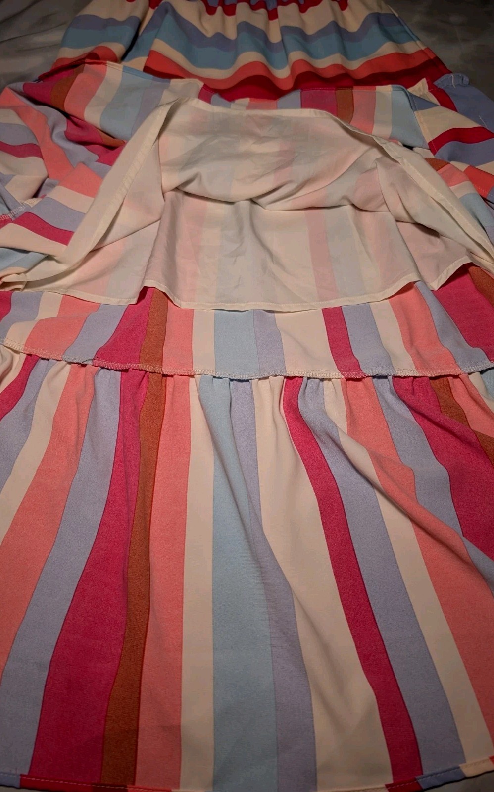 RAINBOW Striped SMOCKED Tank Maxi SUNDRESS Dress Peasant BOHO Women’s Medium