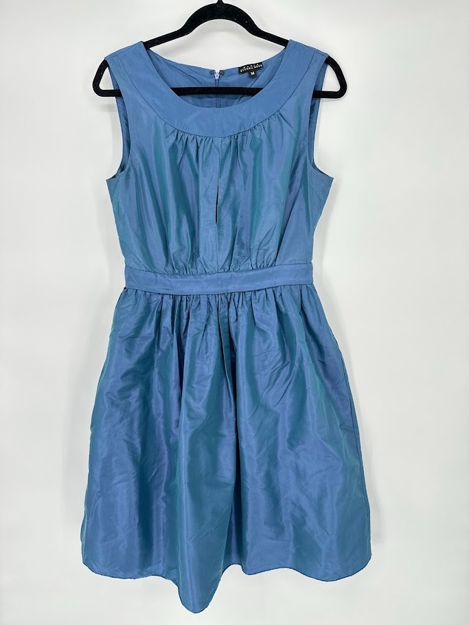 Vintage Maria Bianca Nero Dress Taffeta Silk Iridescent Blue Fit & Flare Party