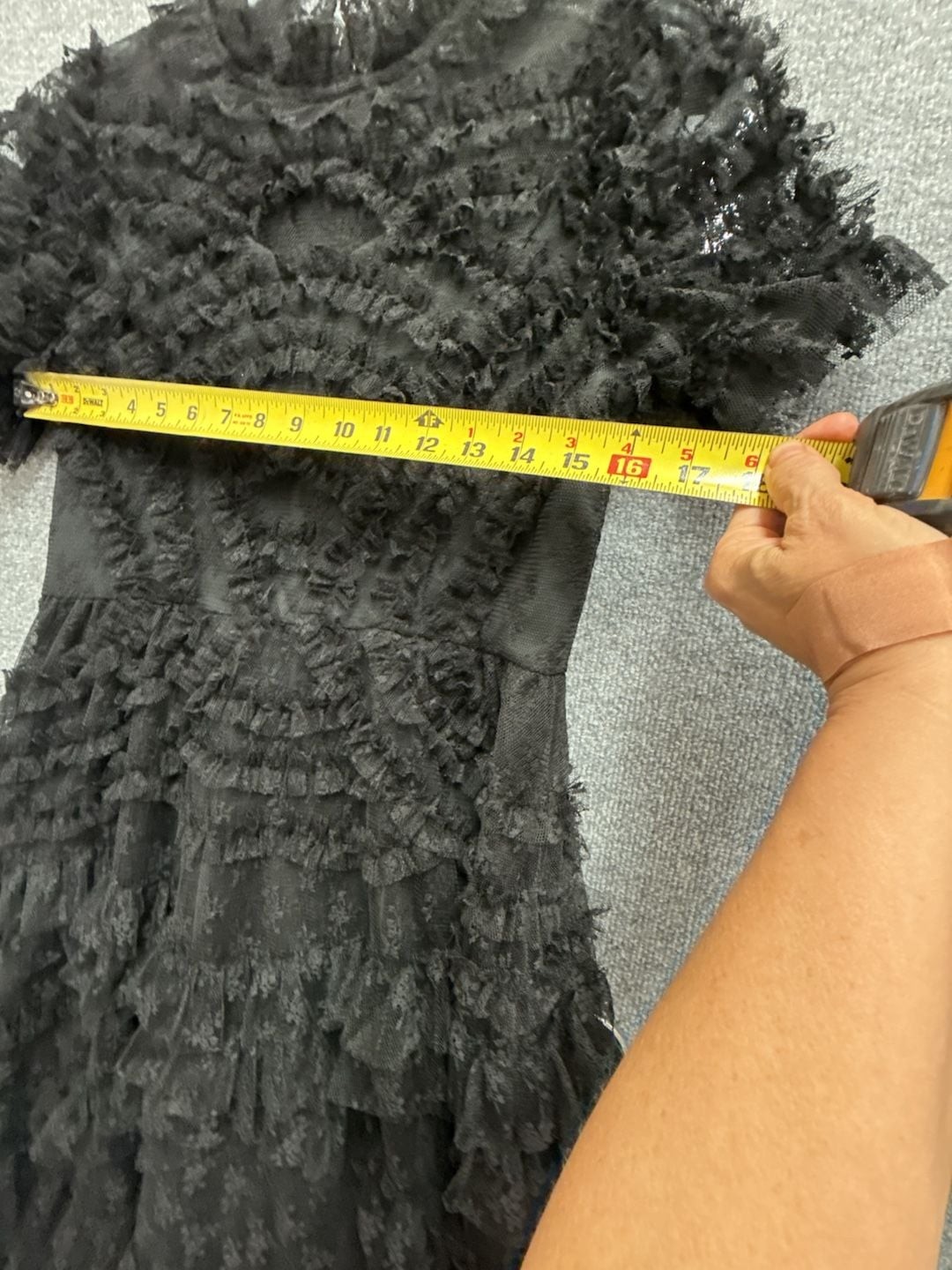 CATCHALL Black Ruffled Tiered Lace Midi Dress