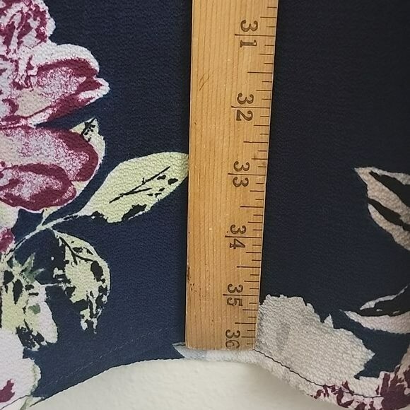 Eyeshadow Navy Burgundy & White Floral Long Sleeve Wrap Dress XL
