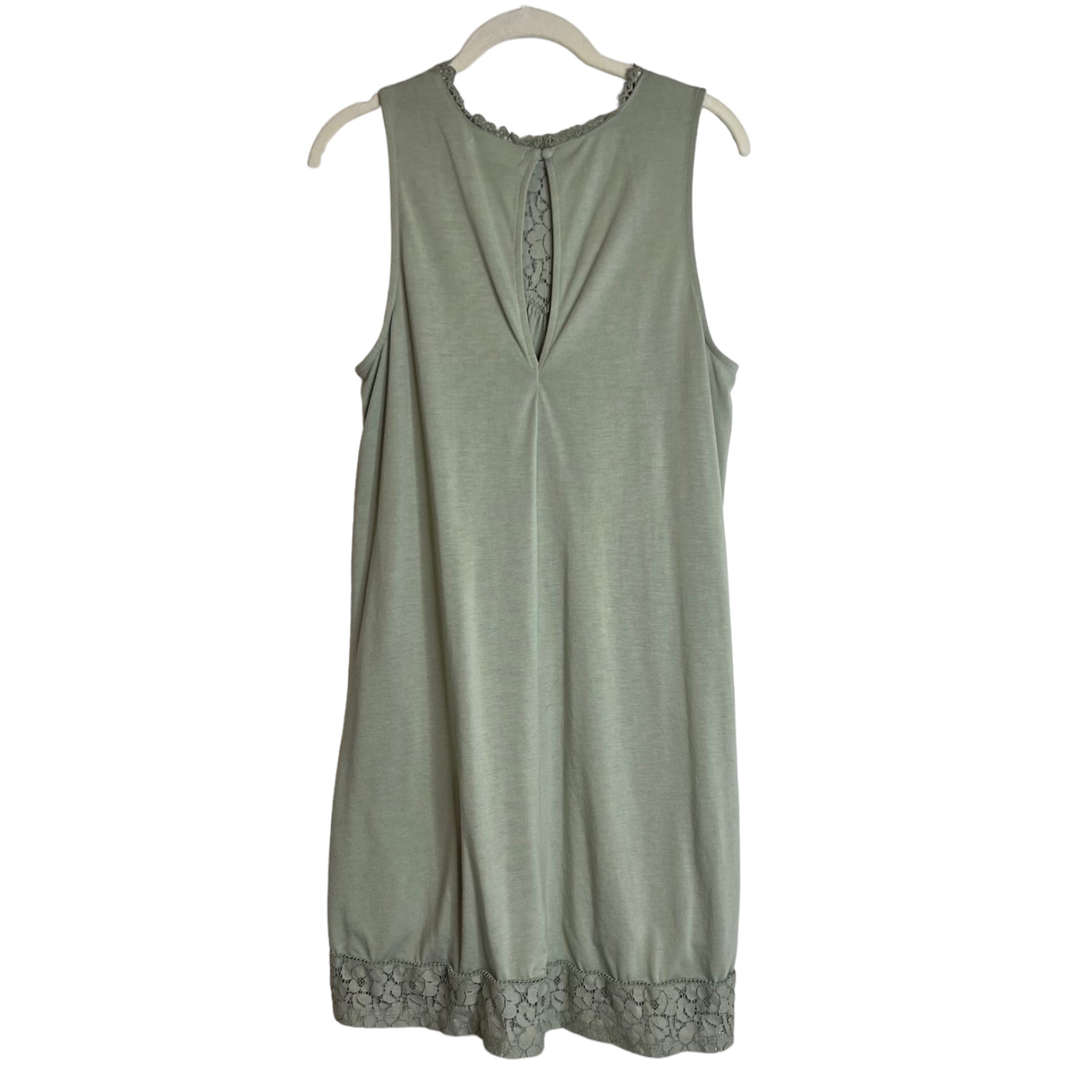 Altar’d State Womens Sleeveless Dress Large Pale Green Knit Lace Bodice & Hem