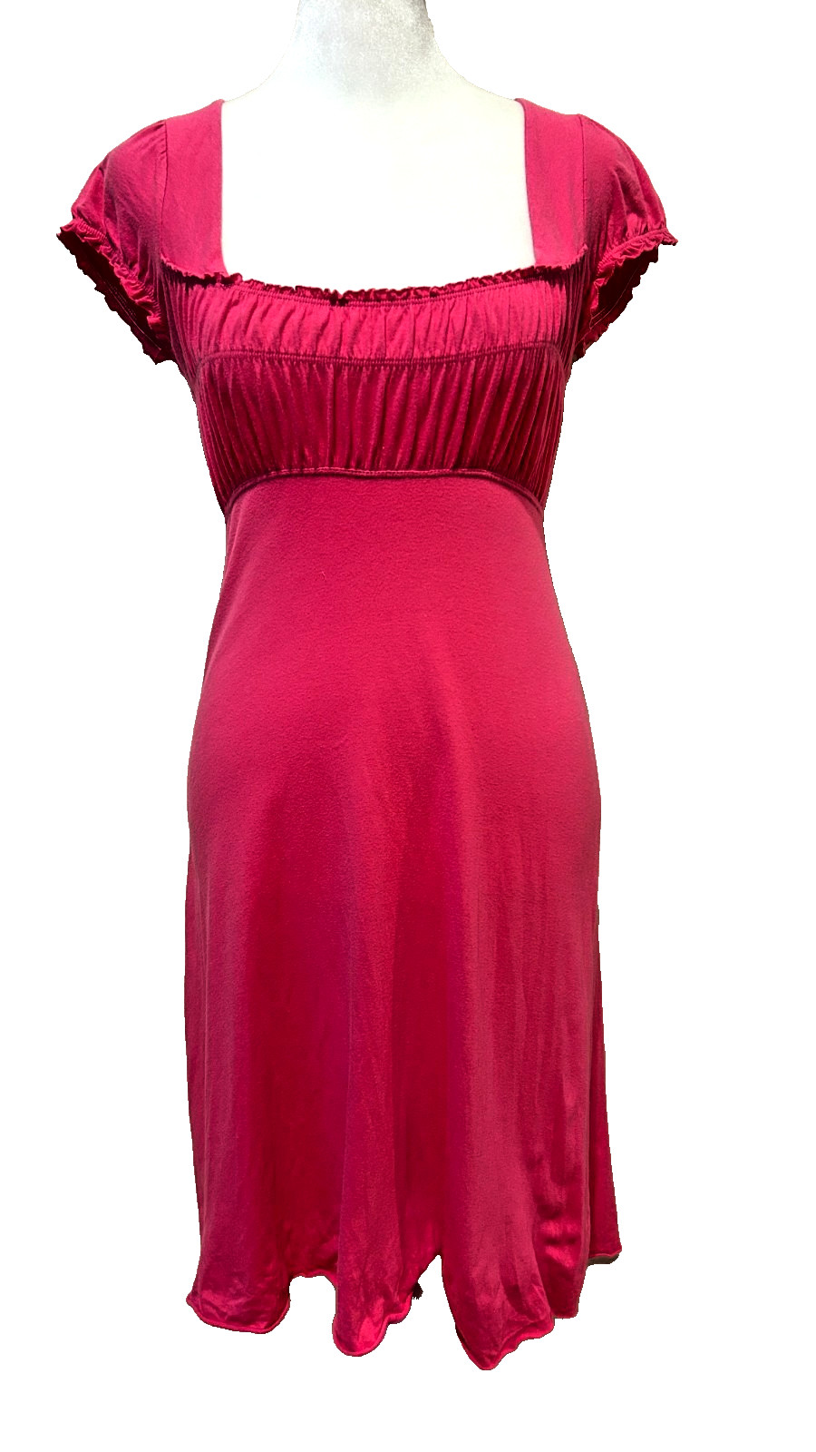Energie Y2K Babydoll Dress Hot Pink Cap Sleeve Size M Tie Back Milkmaid Feminine