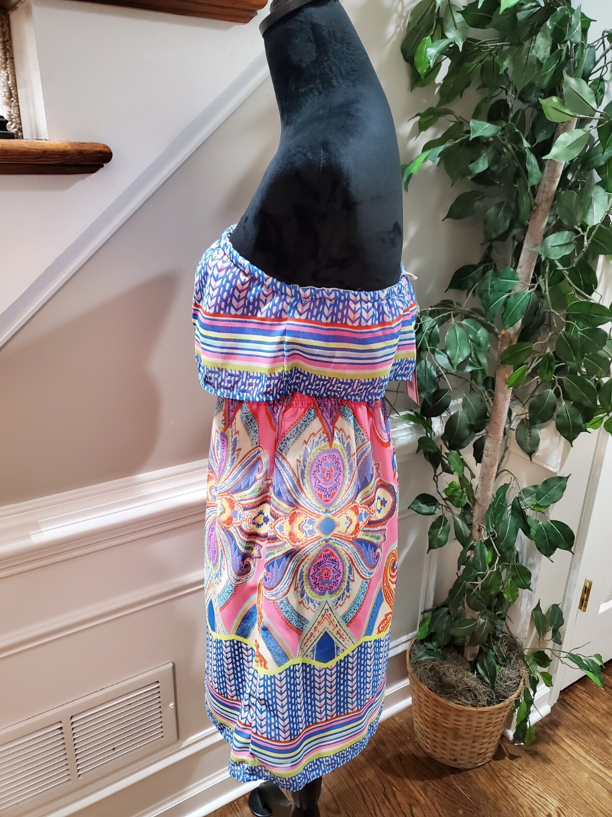 Red Camel Women’s Multicolor Polyester Off The Shoulder Knee Length Dress Size M