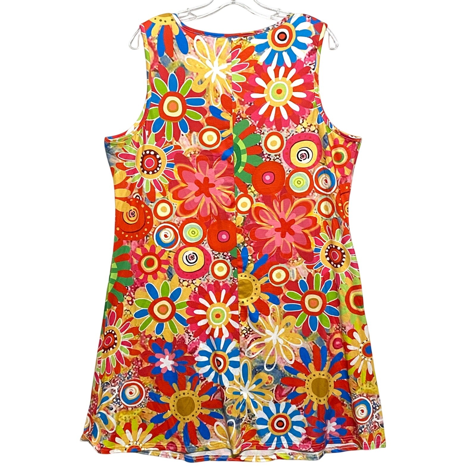 Flower Power Retro Dress Womens XXL Hippie 80s Disco Festival Colorful Dopamine