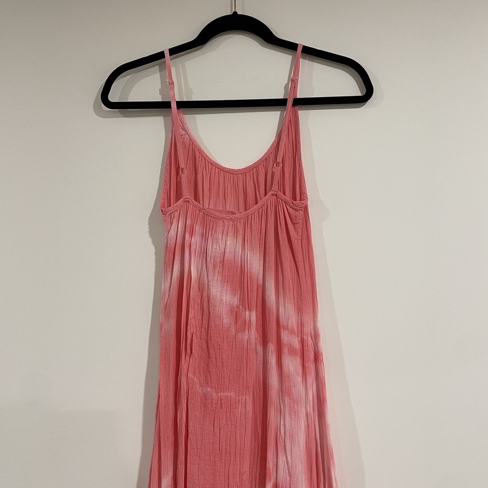 Love Tanjane pink and white tie dye 100% cotton maxi dress size small ruffle hem