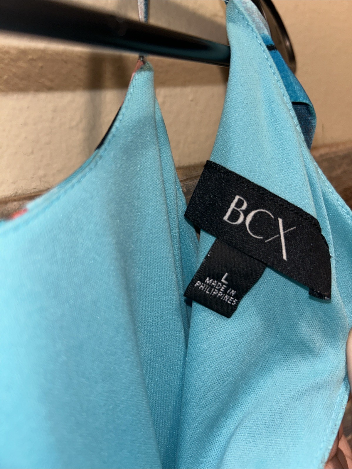BCX Halter Neckline Maxi Dress Multicolor Belted Waist Sleeveless Size Large