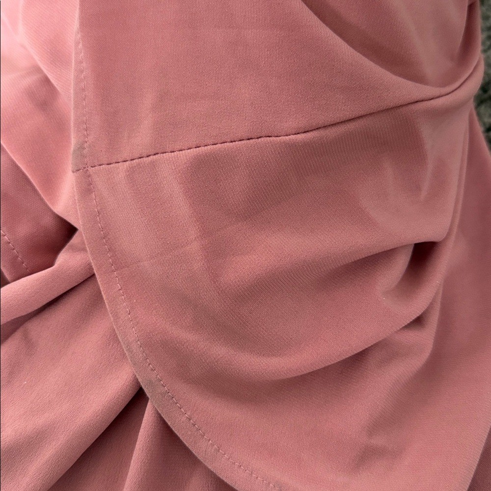 Mac Duggal 26595 Off Shoulder Column Gown Rose Pink Long Sleeve 8 NWOT