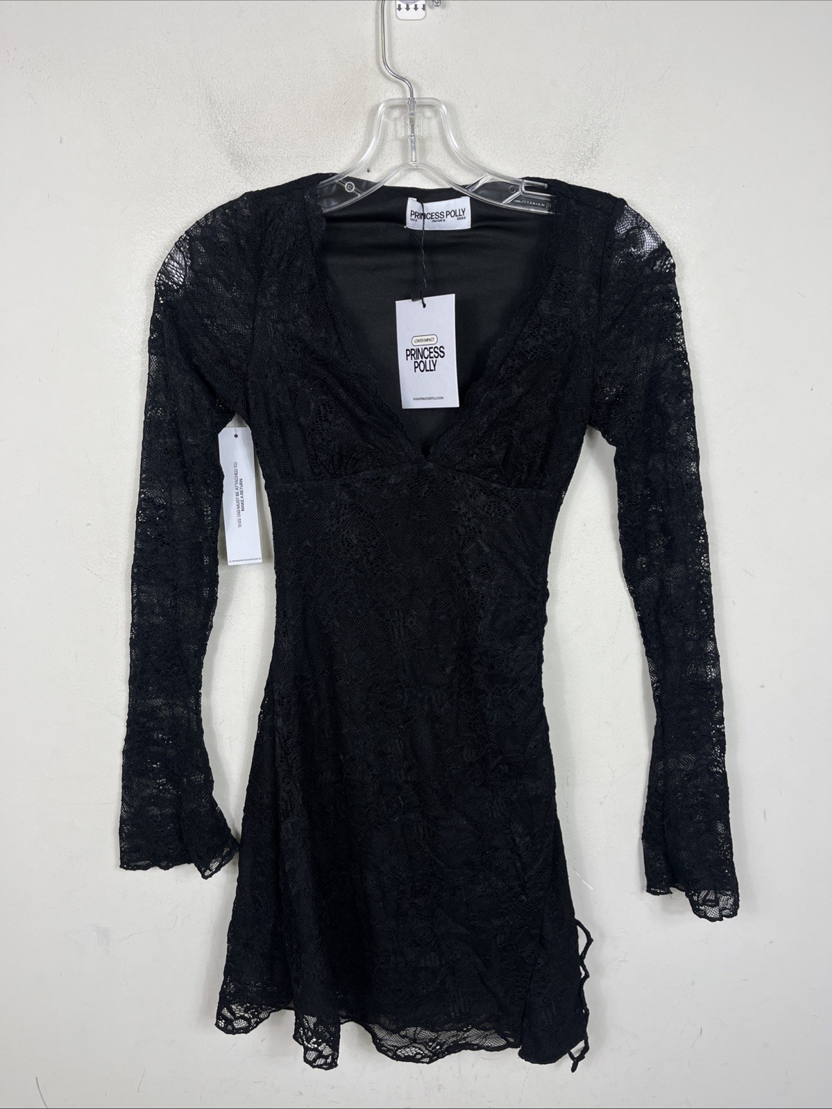 Polly Princess Airabella Lace Long Sleeve Minidress Black Lace Size 2 NWT
