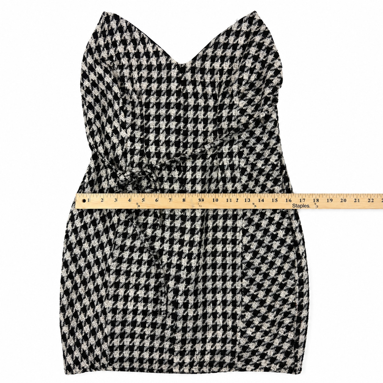 ASOS DESIGN Houndstooth Strapless Mini Dress US 8 Black White Sweetheart NWT