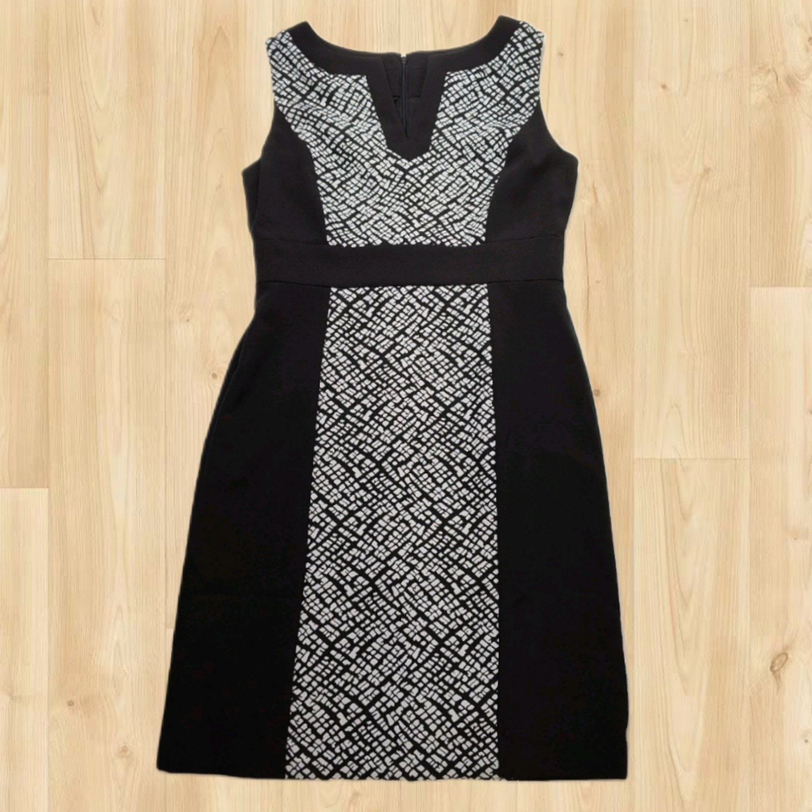 Tahari ASL Jennie Black White Shift Sheath Dress Women Size 8 or Medium