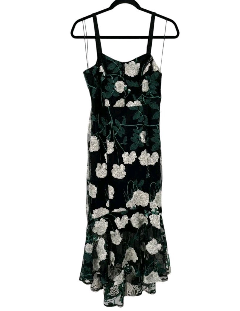 Sam Edelman Vine Flower Mesh Embroidered Midi Dress Whimsigoth Wedding Guest 4