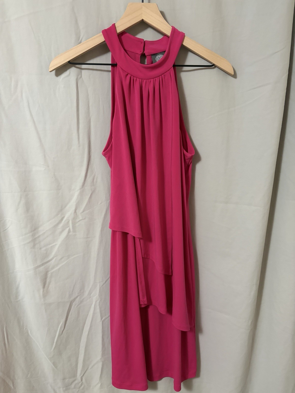 Vince Camuto Pink Halter Neck Sleeveless Layered Knee Length Dress, Size S