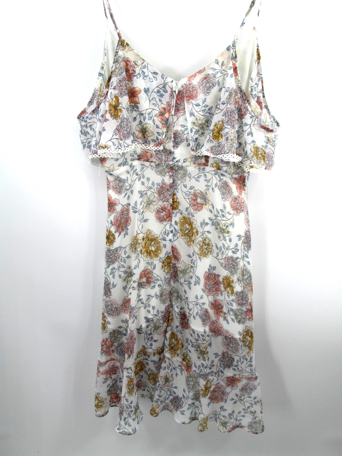 J.O.A. JUST ONE ANSWER Midi Cottage Core Dress Women Med White Floral Boho Flowy