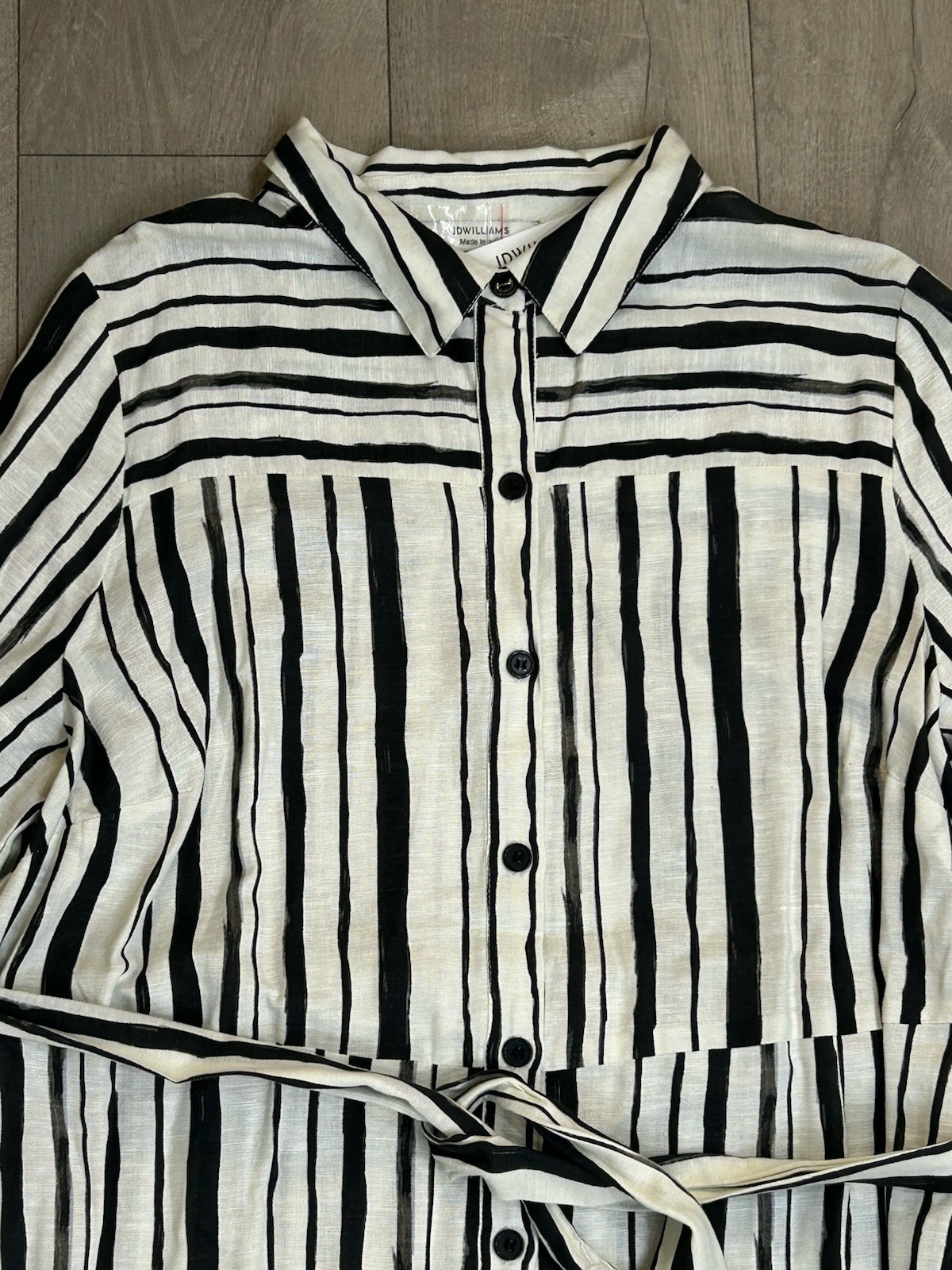 New Tags JD Williams Size 20 Midi Summer Cotton Shirt Dress Mono Stripe Print