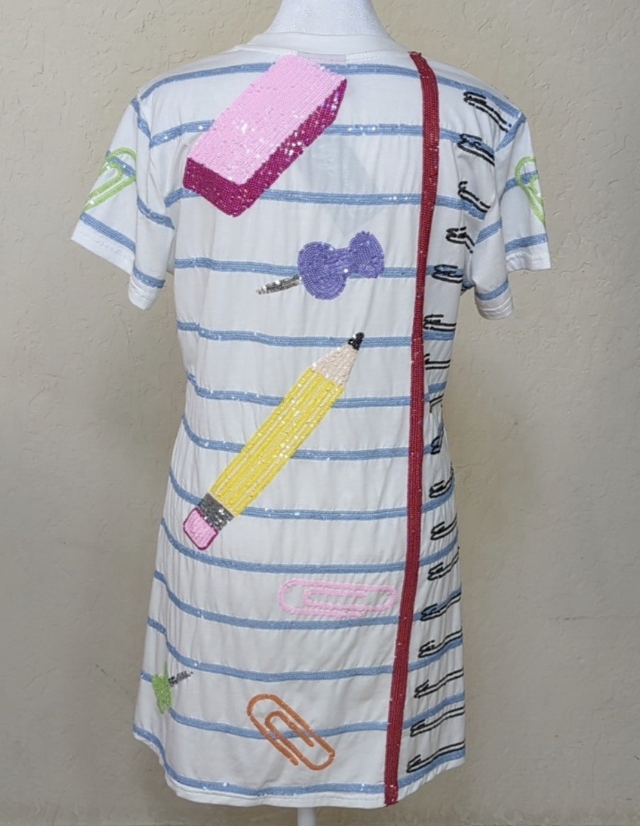 ✏️📎📌📚NWT Queen Of Sparkles XS Sequined School Supplies Dress