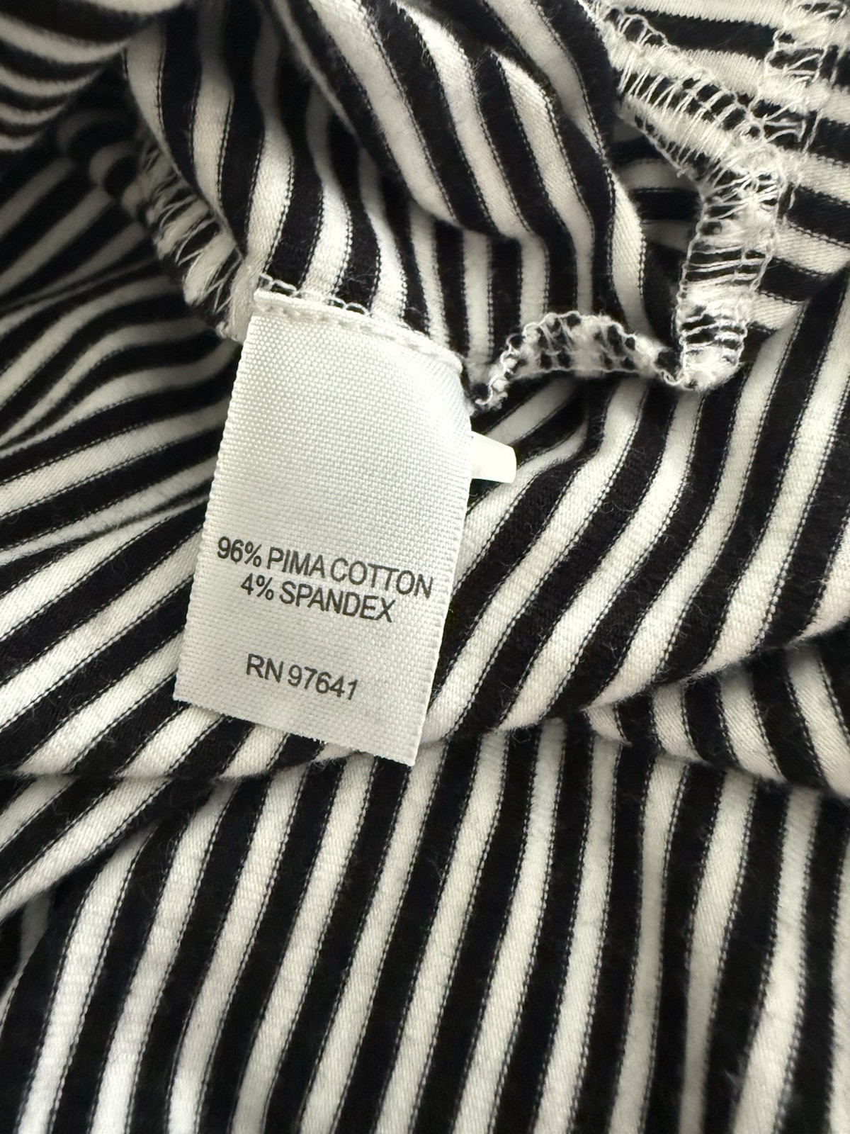 J Jill Perfect Pima Dress Medium Black White Striped 3/4 Sleeve Casual Knit