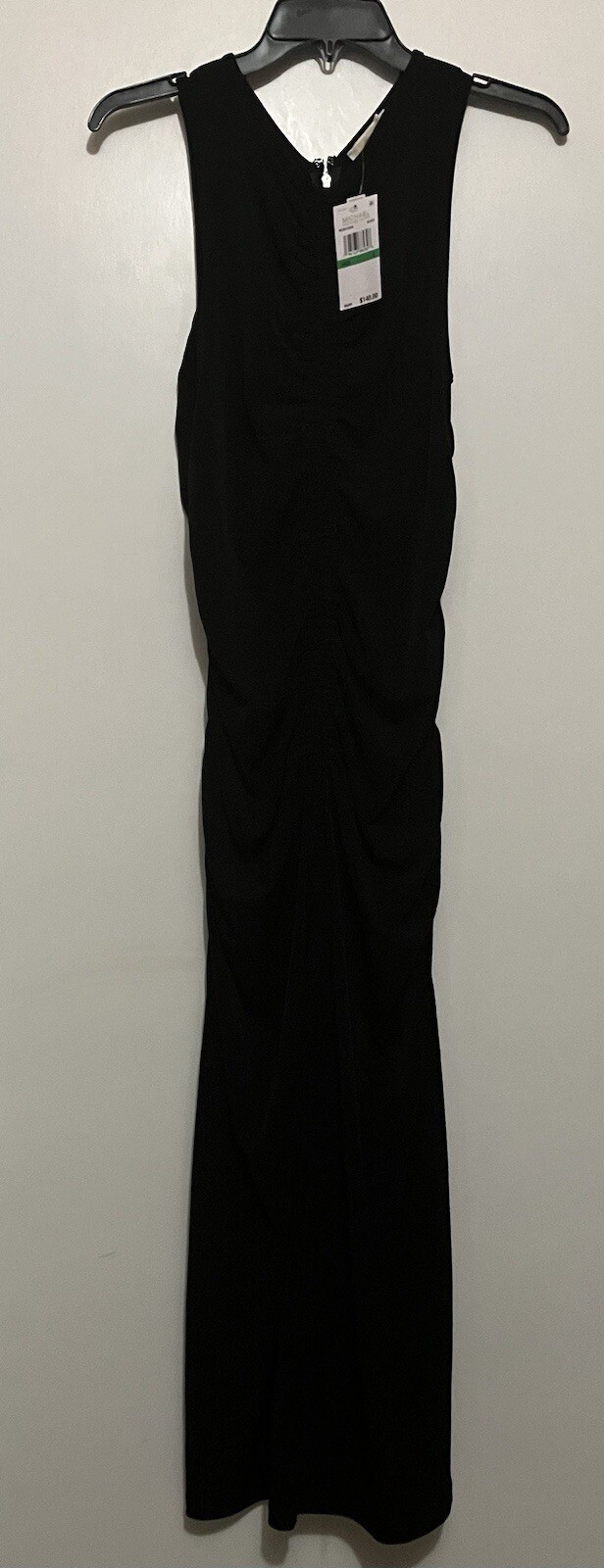 MICHAEL Michael Kors Sleeveless Front Ruched MIDI Dress, Black, Large $140