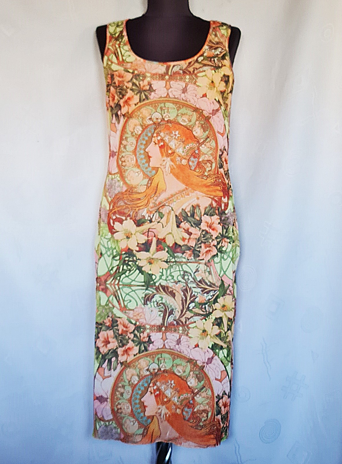 AUTHENTIC NADIA NARDI ART NOUVEAU A MUCHA SODIAC WOMENS DRESS SIZE US 10 EU 38