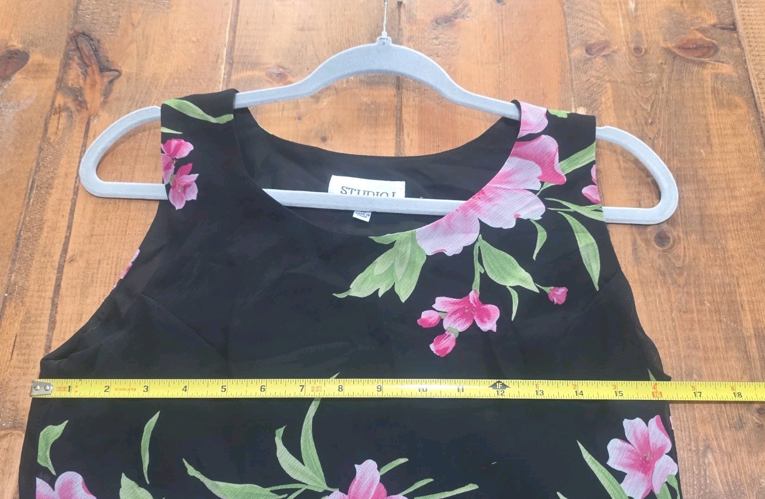 Vtg Studio 1 One Fairy Sheer Tank Maxi Dress Jacket 2pc Blk Pink Floral Sz 10