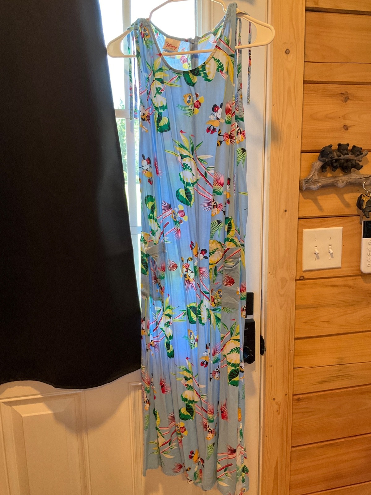 disney dress, Hawaiian print with characters, slinky fabric, size S women