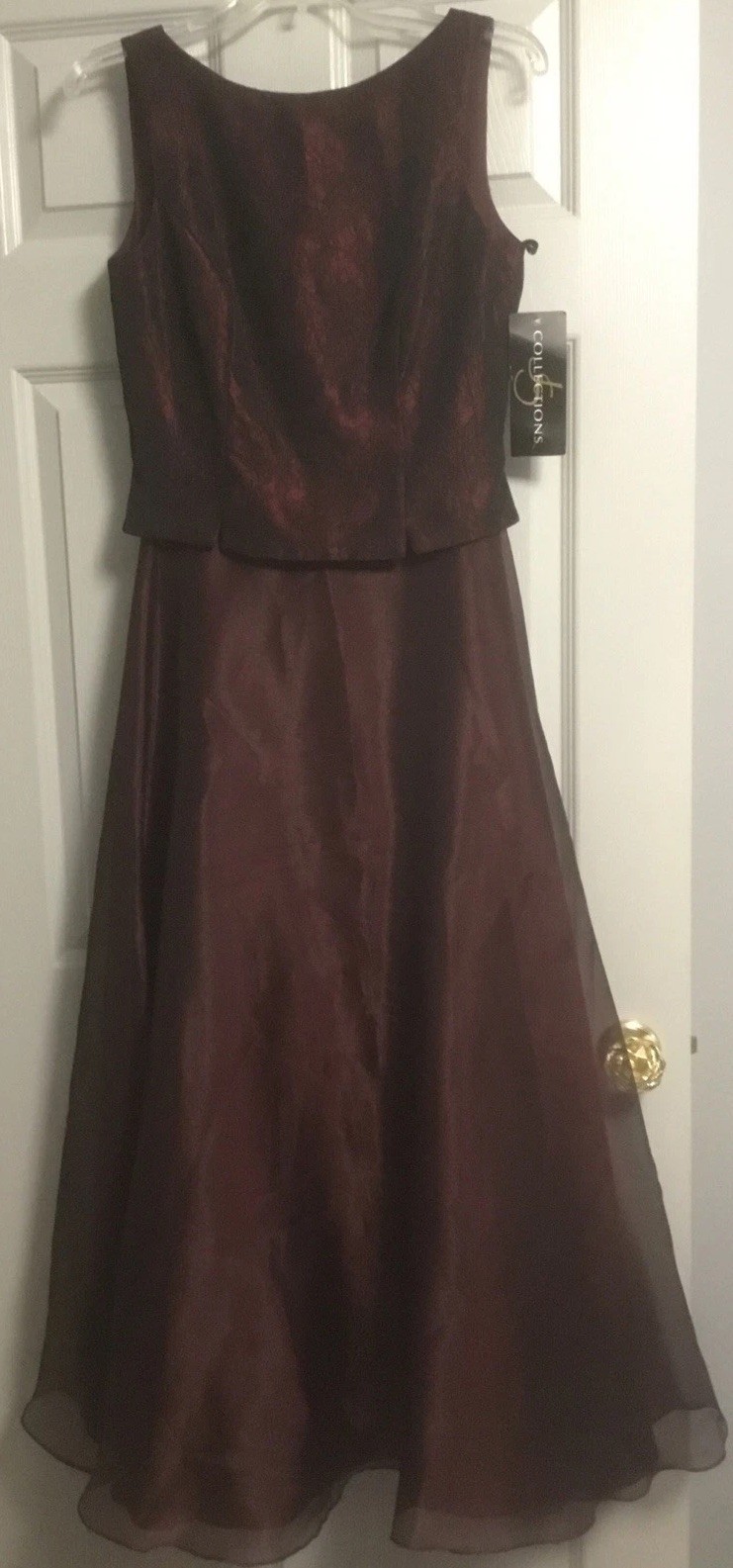 Womens J S Collections Deep Red Black Goth Whimsy Sateen Gown NWT Size 6