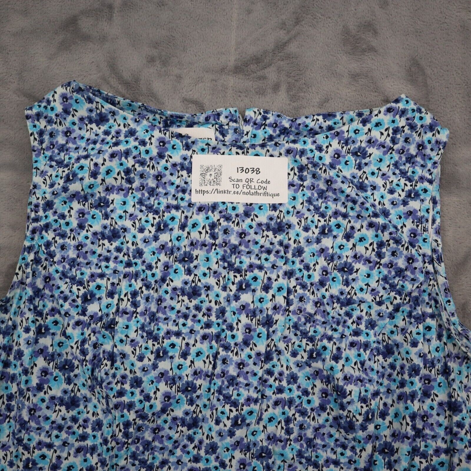 Betsy Lauren Dress Womens 12P Blue Petite Sleeveless Boat Neck Zip Mini Dress