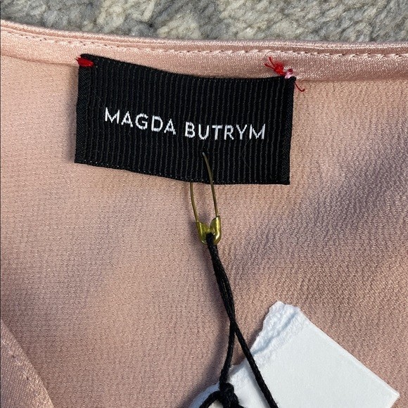 NWT Magda Butrym Tarragona Dress Ruffled Silk Satin Button Front Sz 36