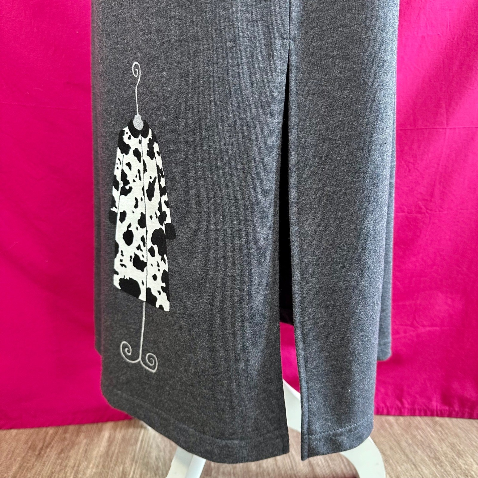 2 Piece Set Graphic Maxi Long Dress Cardigan Gray Fashion Artsy Novelty S Cite