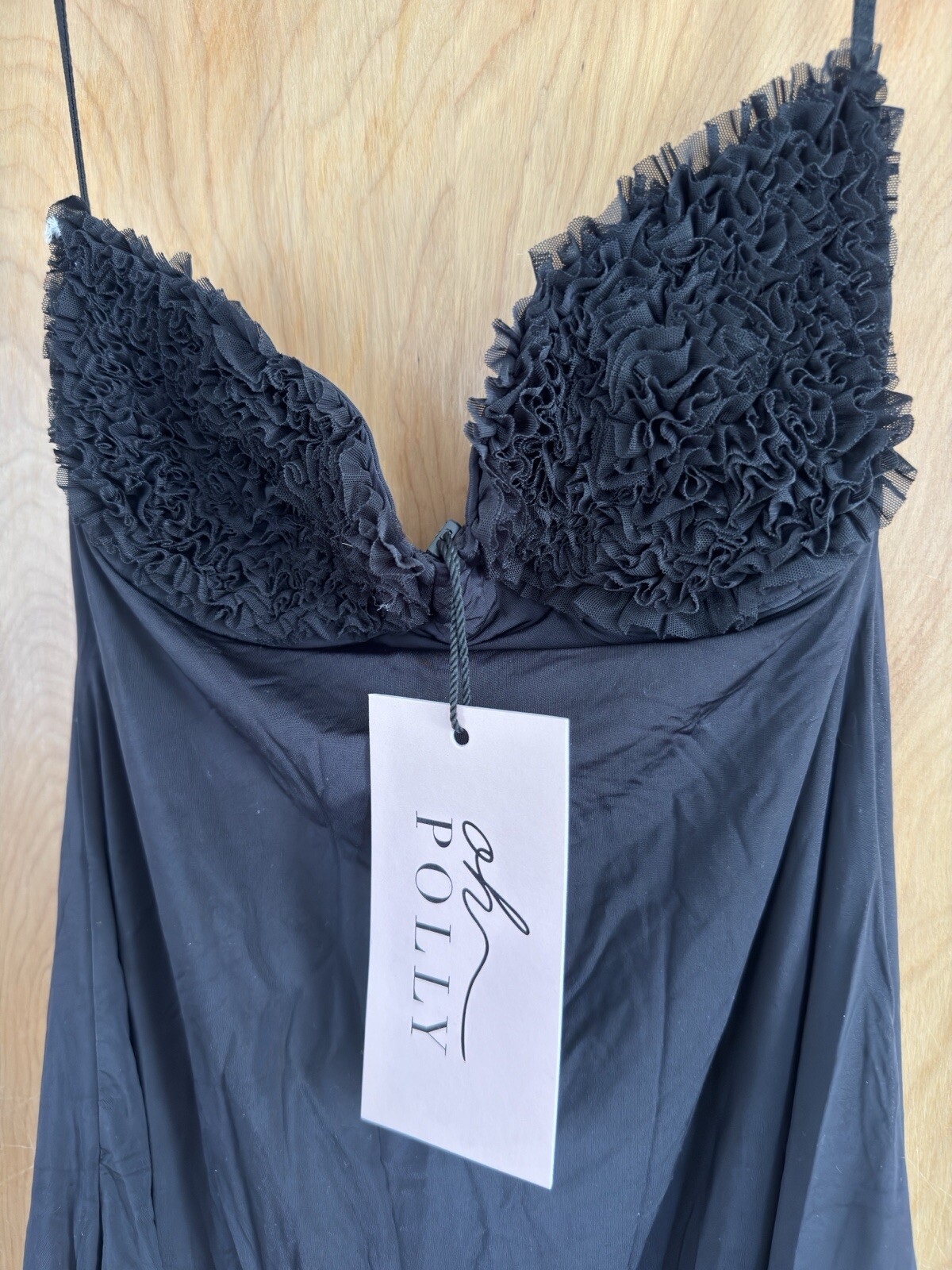 Oh Polly Jaeda Halterneck Ruffle-Appliqué A-Line Mini Dress Black U.S. 8 NWT