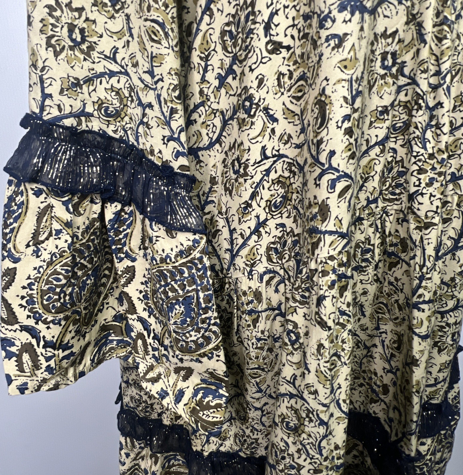 Miss June Paris Luxe Boho Paisley Embellished Bell Sleeve Tunic Dress L