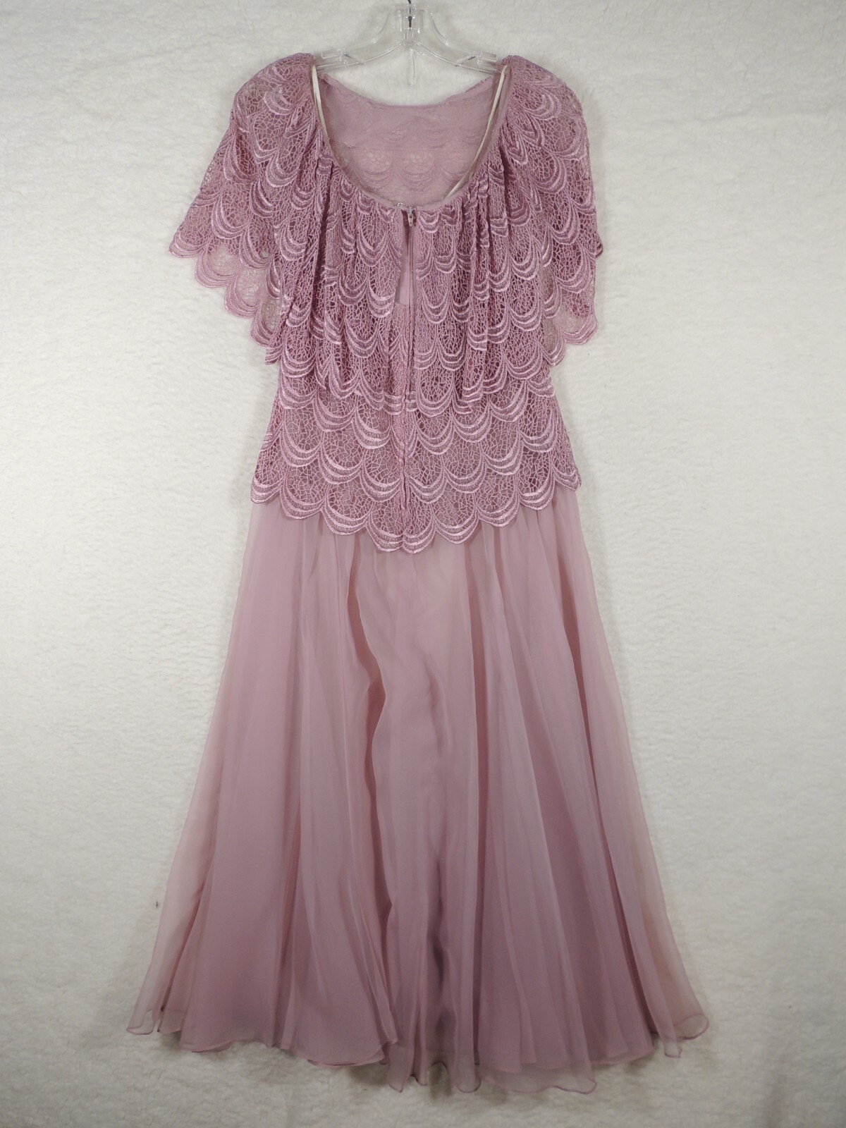 Lee Jordan Muave Lace Summer Casual Wrap dress sz 12 Large cocktail Party Bridal