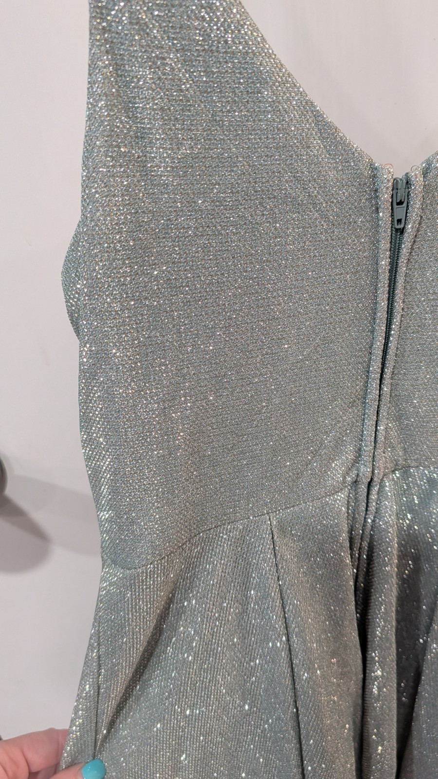 B. Smart Seafoam Glitter Strappy Mini Dress