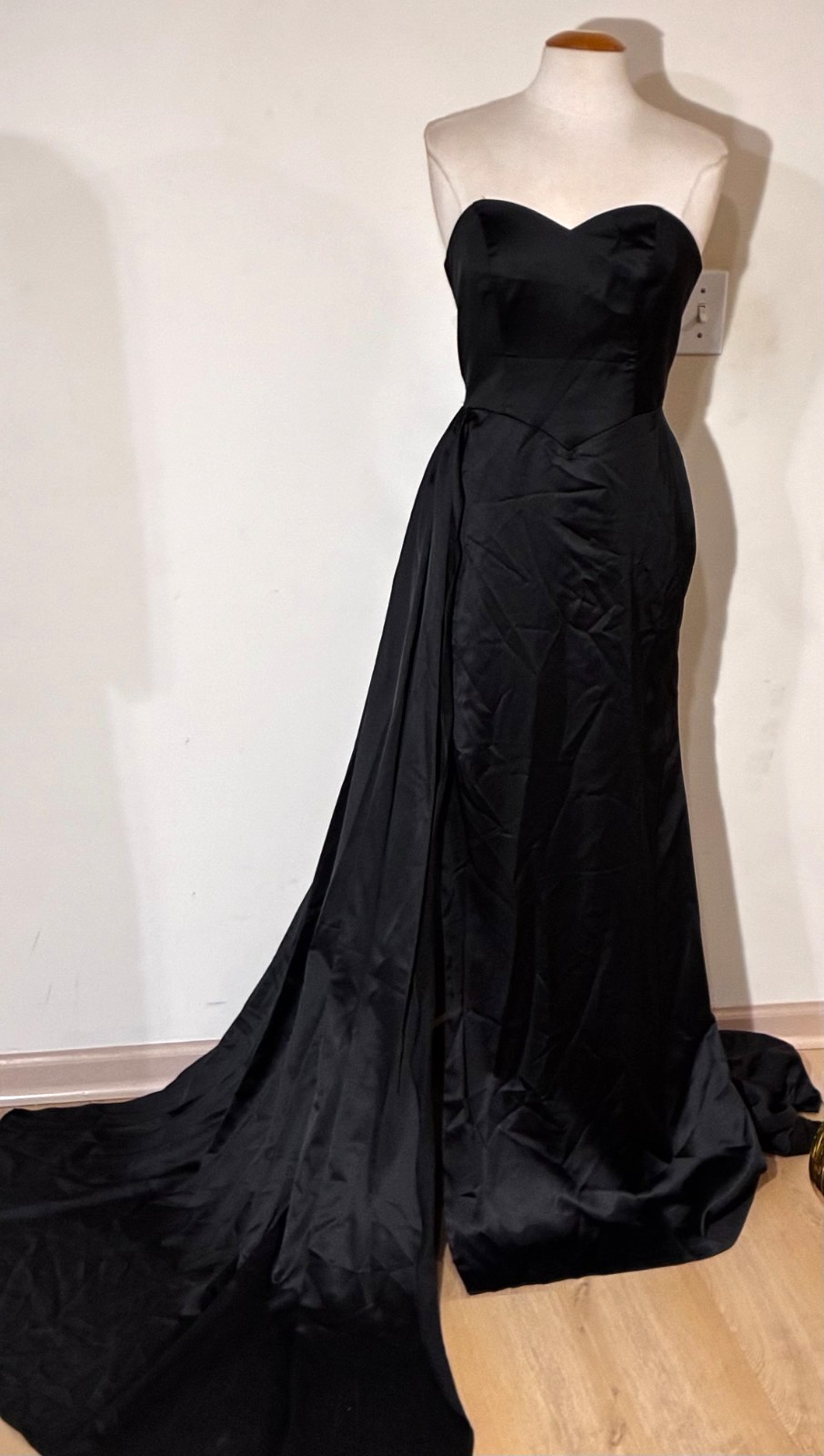 ChicSew-Strapless S’Hrt Lux Satin Drape Panel Gown(Black)-Sz 8 – MRSP $285