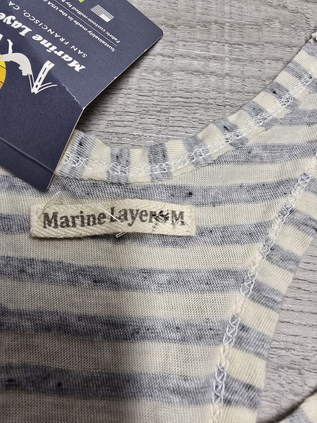 Marine Layer Supima Cotton Racerback Maxi Dress M Striped Stretch Minimalist NEW