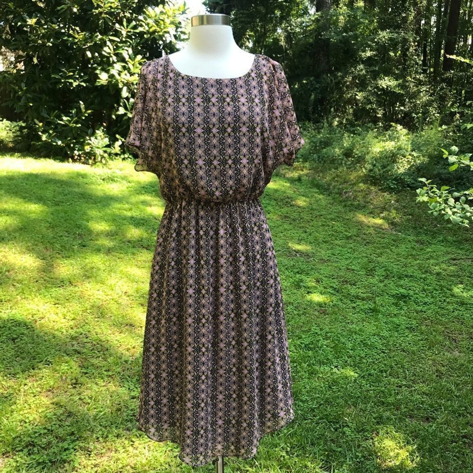 Victoria’s Secret Womens Butterfly Midi Dress Size XS Pink Flutter Sleeve