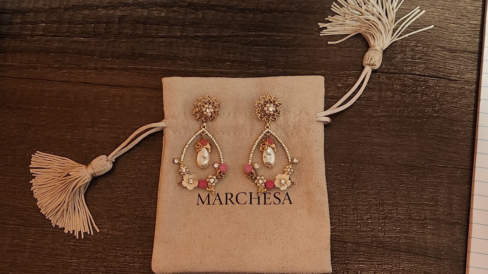 *NEW* Marchesa ~ DRESS Notte Midi 8 ~ Fuchsia tulle floral appliqués & EARRINGS