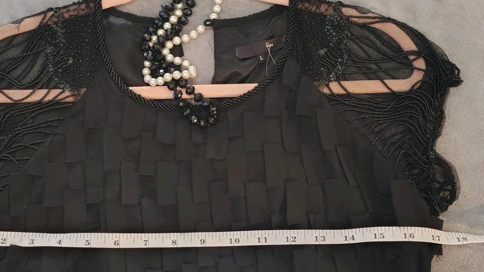 RYU Boutique Black Beaded Fringe Dress- Romantic- Dark Academia-Gothic Romance