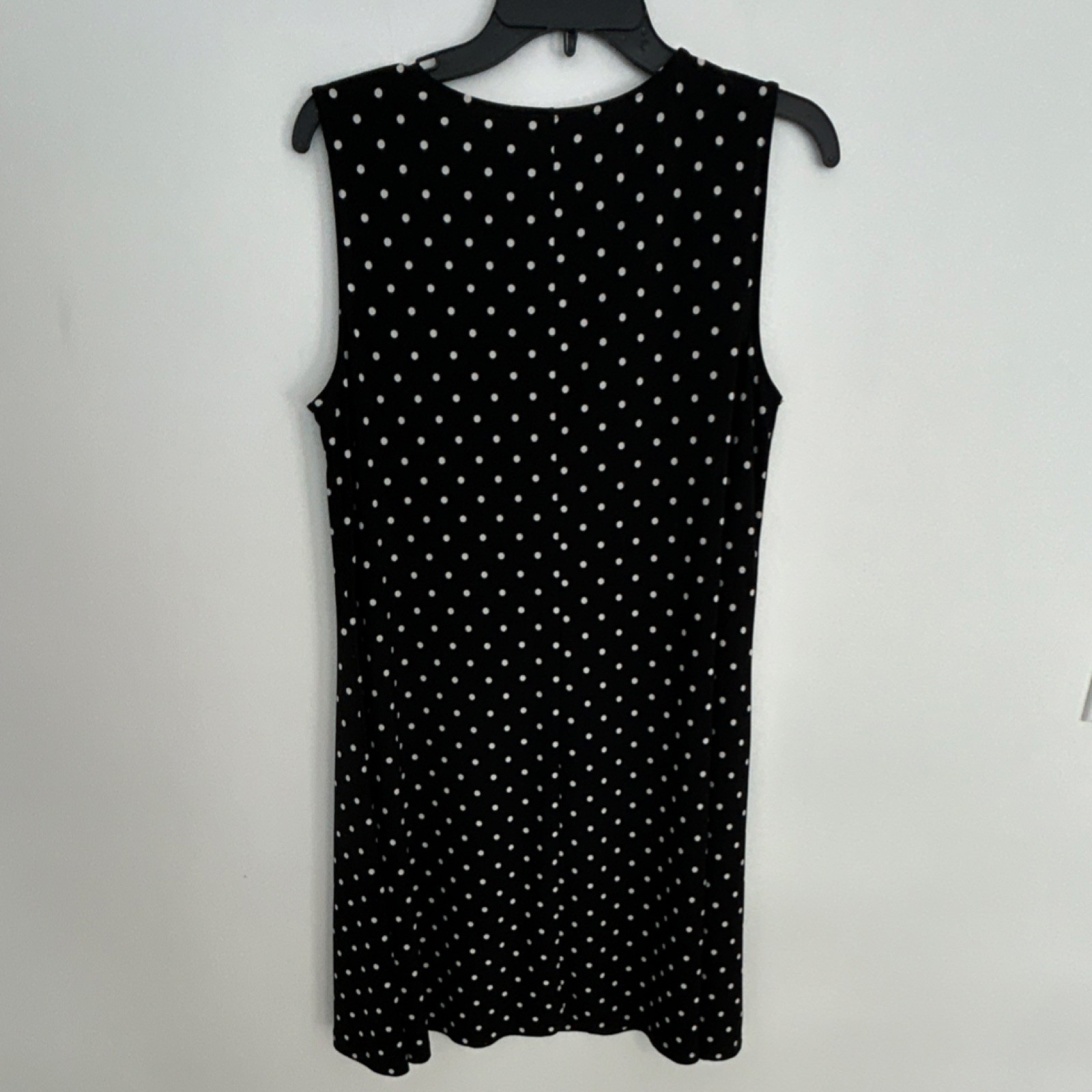 Anne Klein Black White Polka Dot Sleeveless Knee Length Shift Dress M