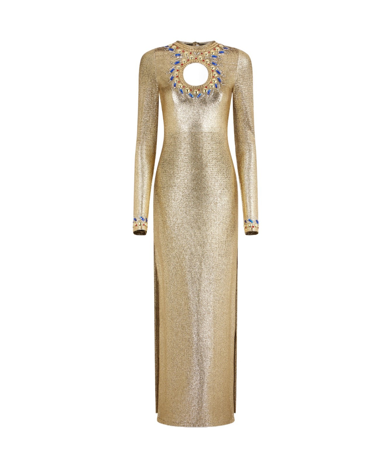 Gorgeous Rabanne Cutout Lame Embellished Maxi Dress/Gown in Gold Sz EU40