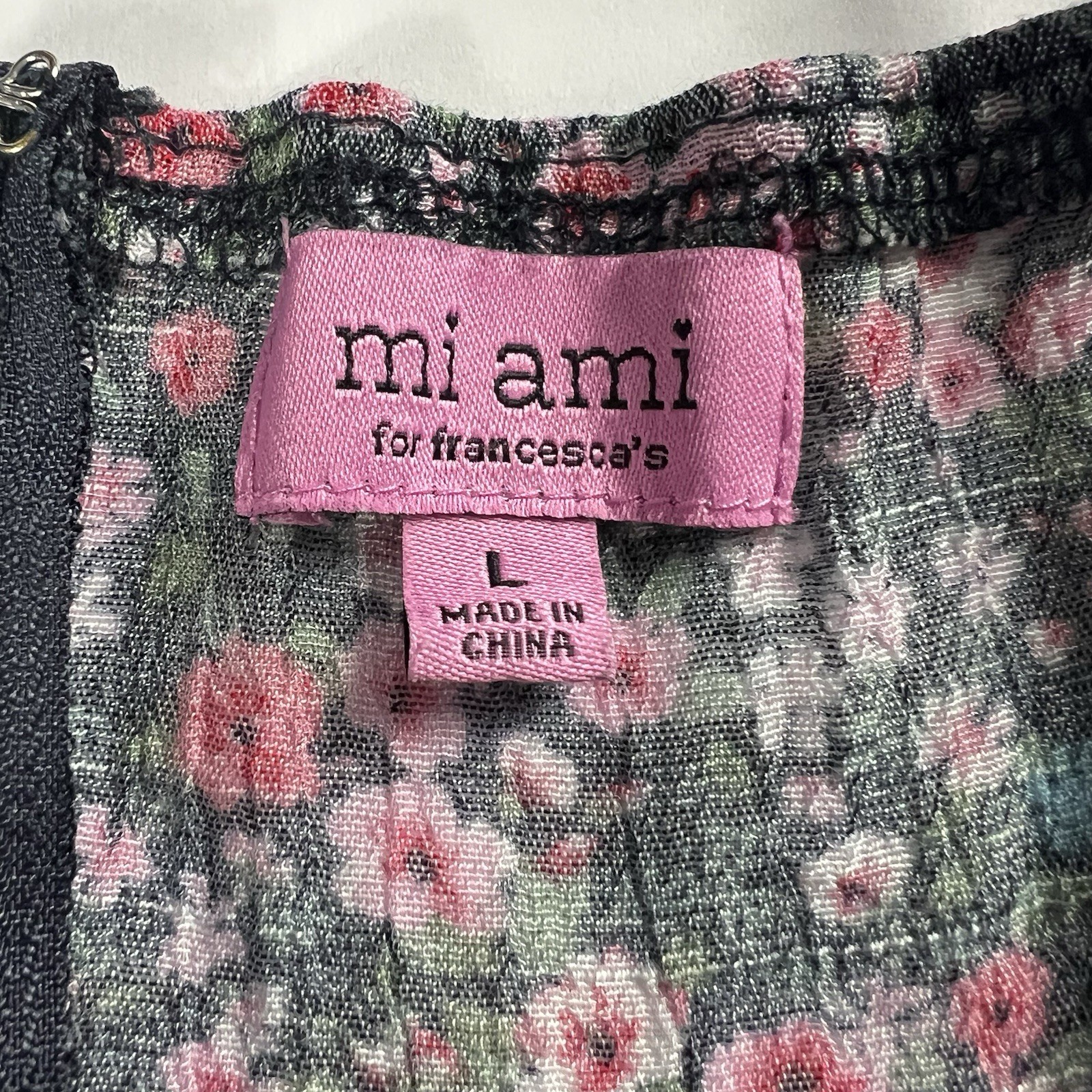 Miami for Francesca’s Women’s Adj Spaghetti Strap Bow Zip Back Lined Y2K Dress L