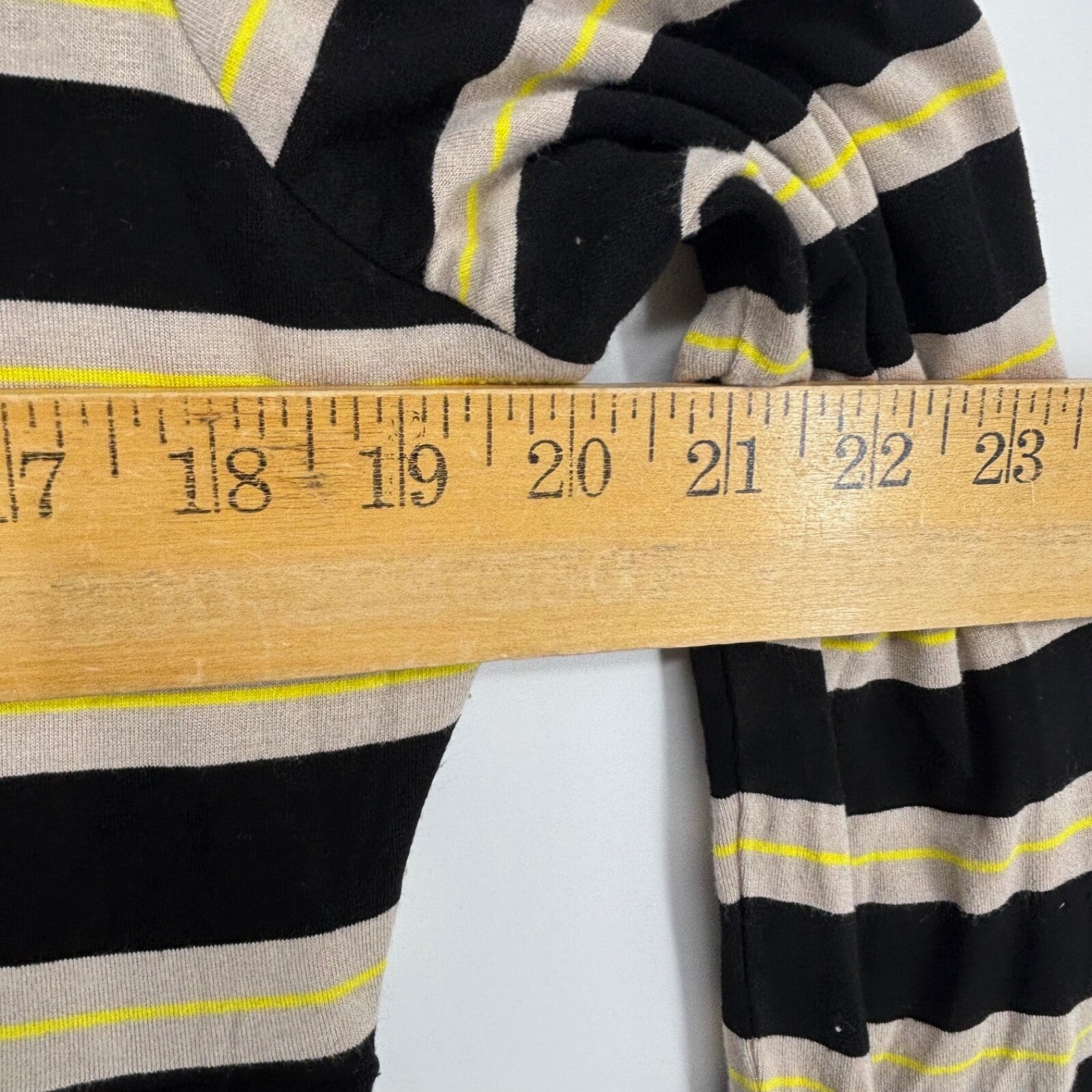 Larry Levine Womens Large Knit Dress Black Beige Yellow Stripes Long Sleeve Knee