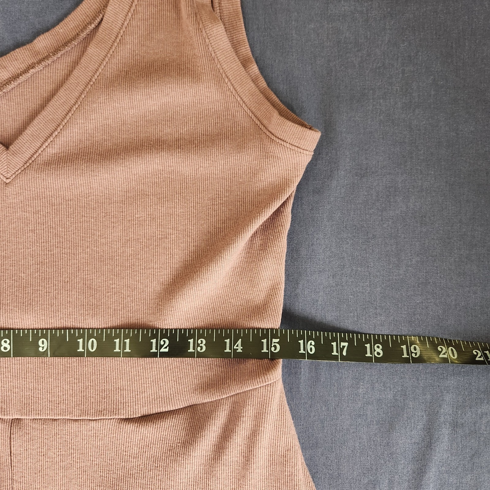 Jersey Knit Mauve Minimalist/Classic/Neutral Midi Ribbed Tank Dress L