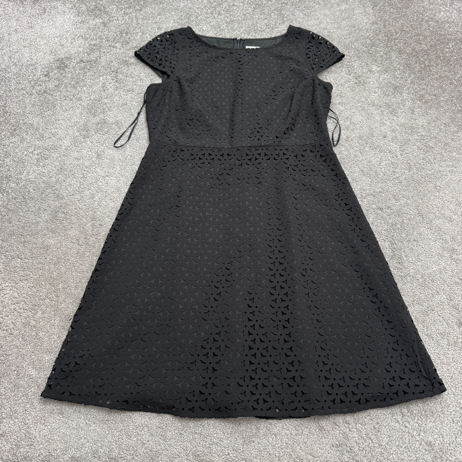 J.Crew Lacer Cut Cap Sleeve Sheath Dress Women 12 Black Knee Length Classic Work