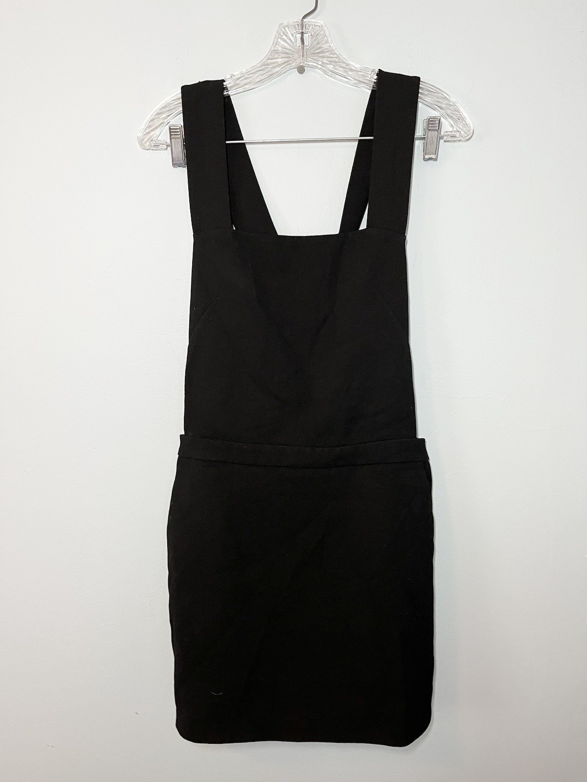 Maje Black Pinafore Overall Skirt Suspenders Dress Large FR3 Pockets Quirky